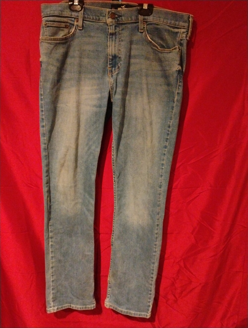 Hollister Epic Flex Slim Straight Denim Jeans Light Blue Wash - 34 x 32